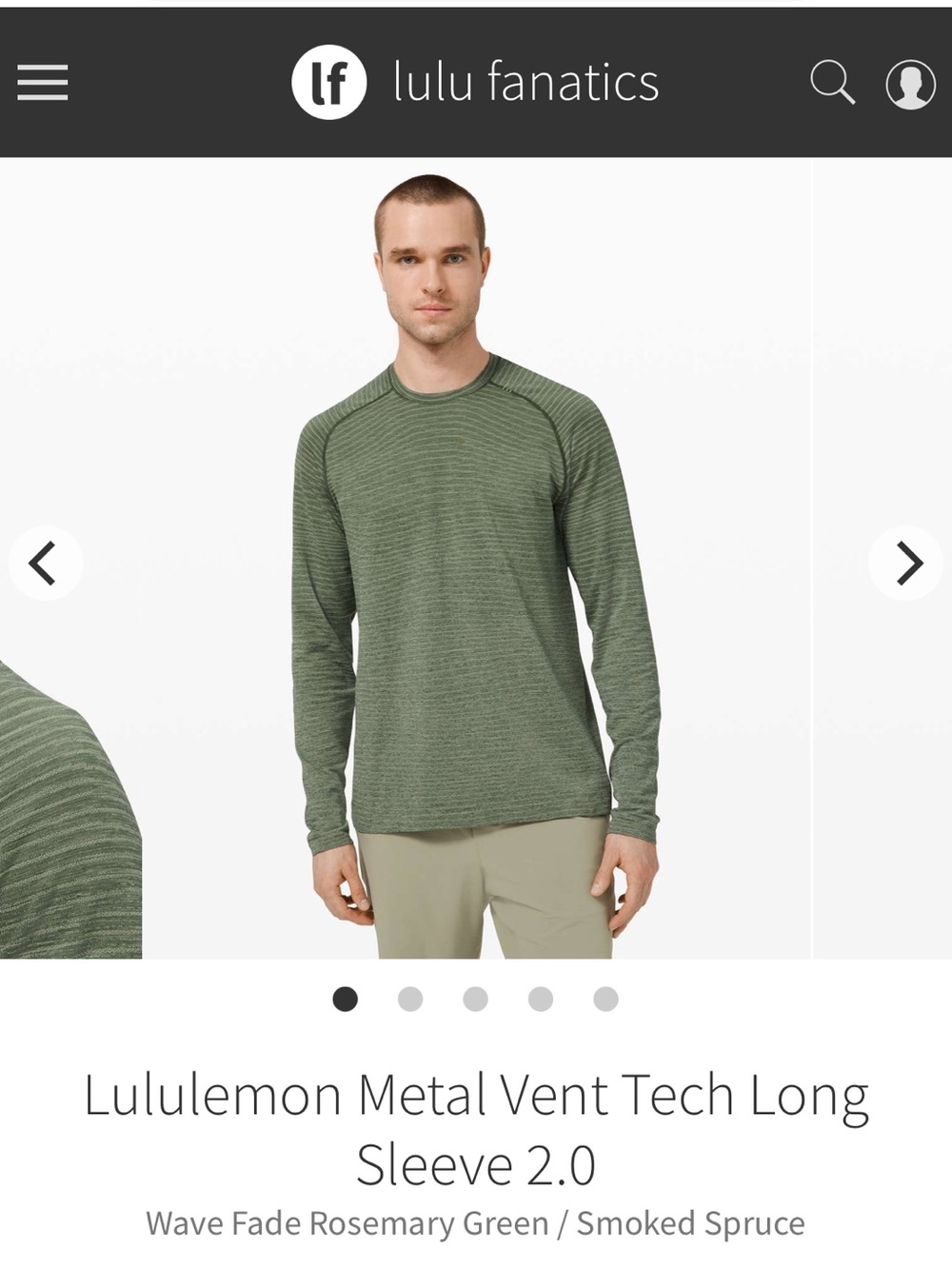 Lululemon Metal Vent Tech Long Sleeve 2.0 Mens M